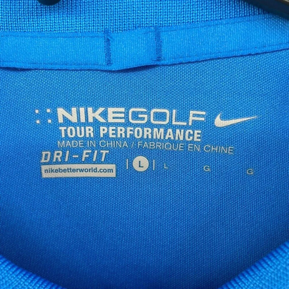 Nike Polo Shirt Men's L Blue Collared Short Sleeve Activewear Golfing Stretch - Picture 8 of 10